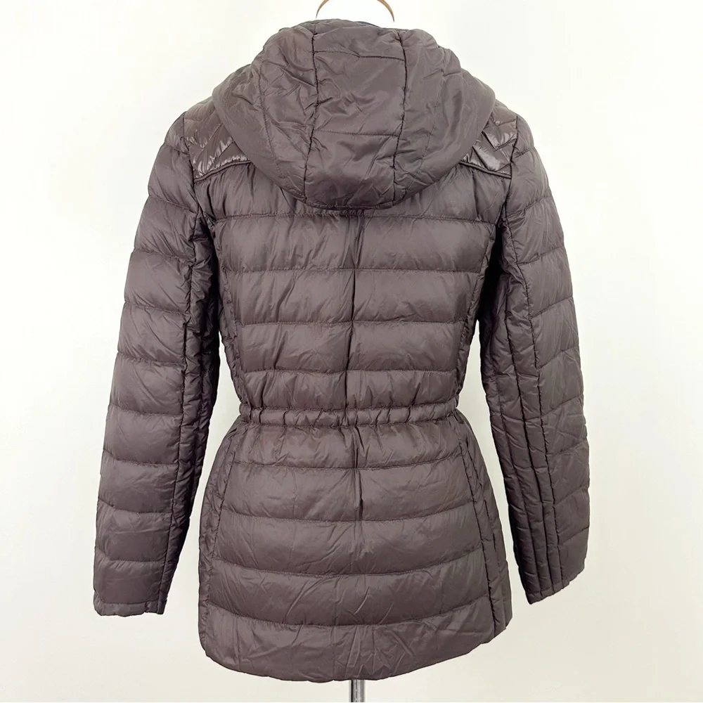 MICHAEL Michael Kors Packable Down Fill Coat Medium Brown Hooded Puffer - Picture 11 of 11